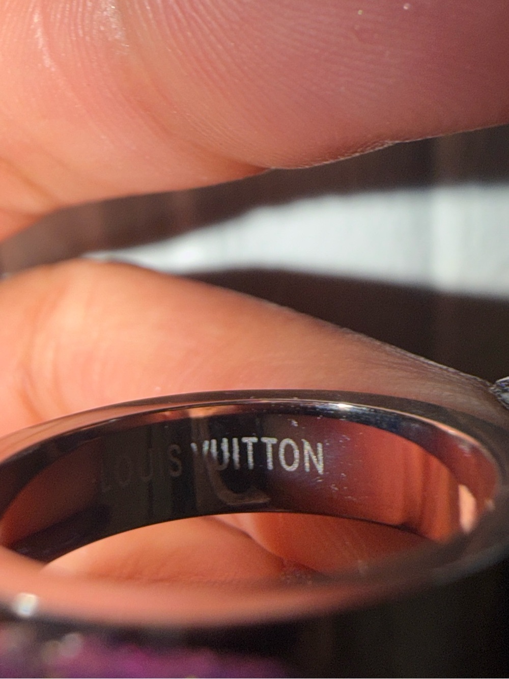 Louis Vuitton Silver-Tone Monogram Band Ring - Size 6 - Picture 5 of 5